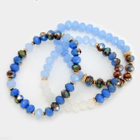 Electric Blue Ombre Faceted Beaded Multi Strand Bracelets